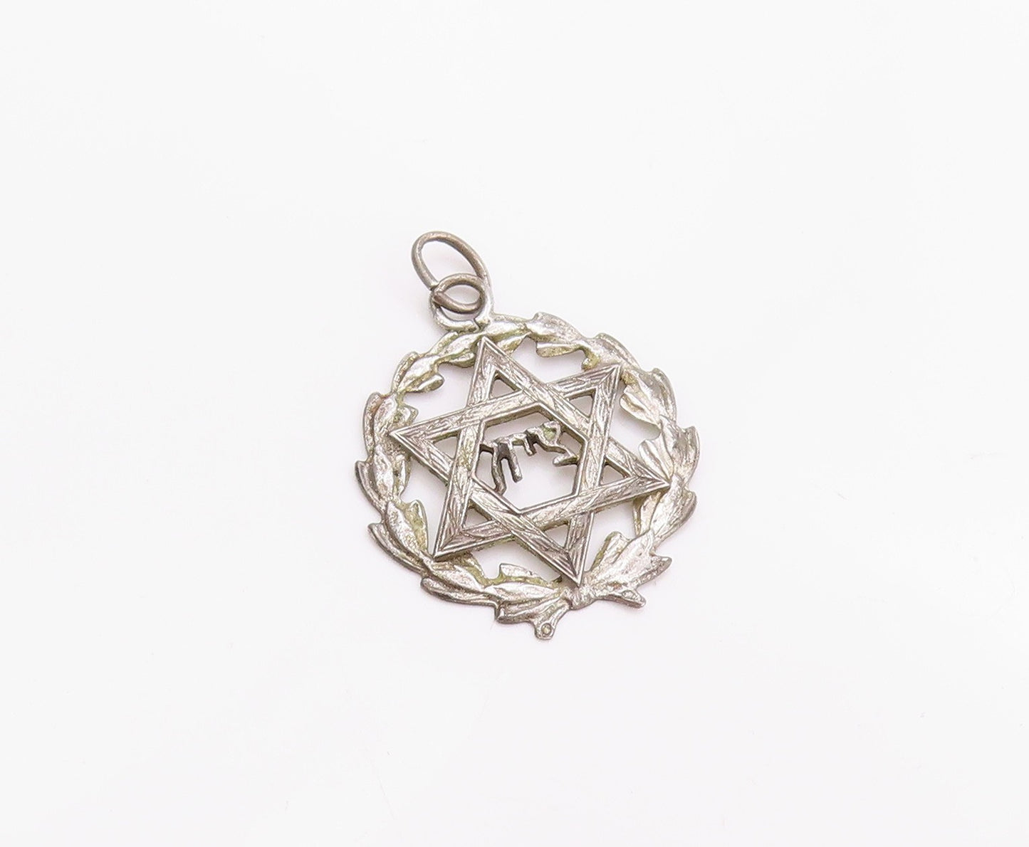 925 Sterling Silver Vintage Pendant Star Of David Religious Floral Charm PT24767