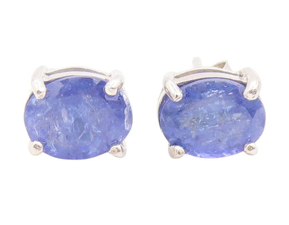 925 Sterling Silver Vintage Earrings Minimalist Oval Cut Tanzanite Studs EG14009