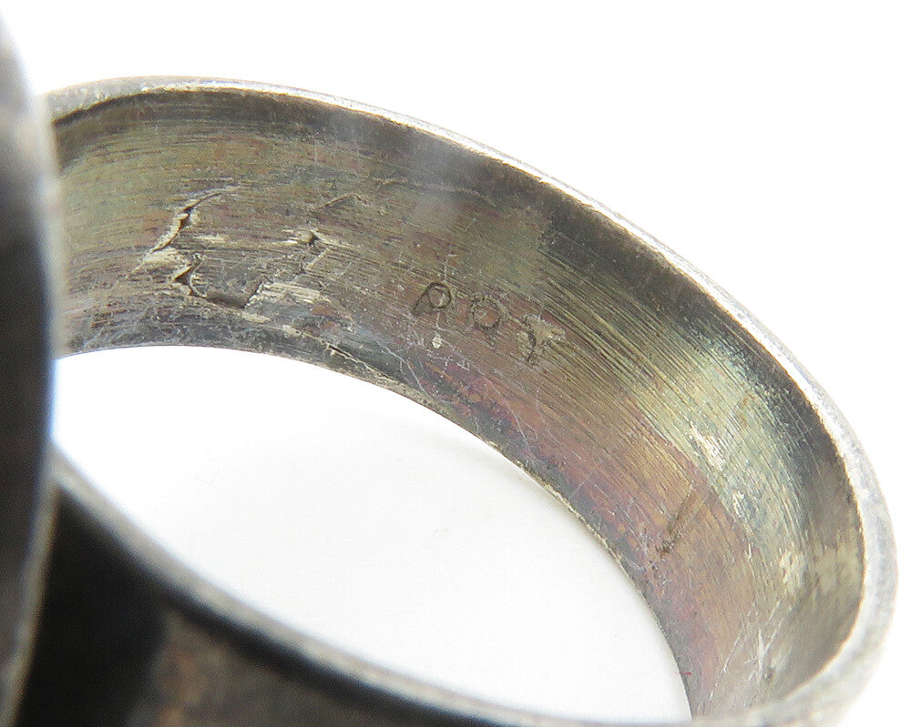 925 Silver  Vintage Cabochon Cut Tiger's Eye Cocktail Ring Sz 5.5  RG11904