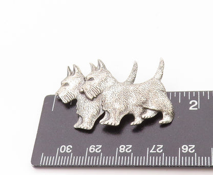925 Sterling Silver Vintage Brooch BEAU Cutout Twin Scottie Dogs  BP11608