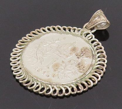925 Sterling Silver  Vintage 2 Sided Austria King Fanz Joseph Pendant  PT22184