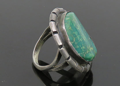 NAVAJO 925 Silver  Vintage Turquoise Split Shank Cocktail Ring Sz 7  RG20527