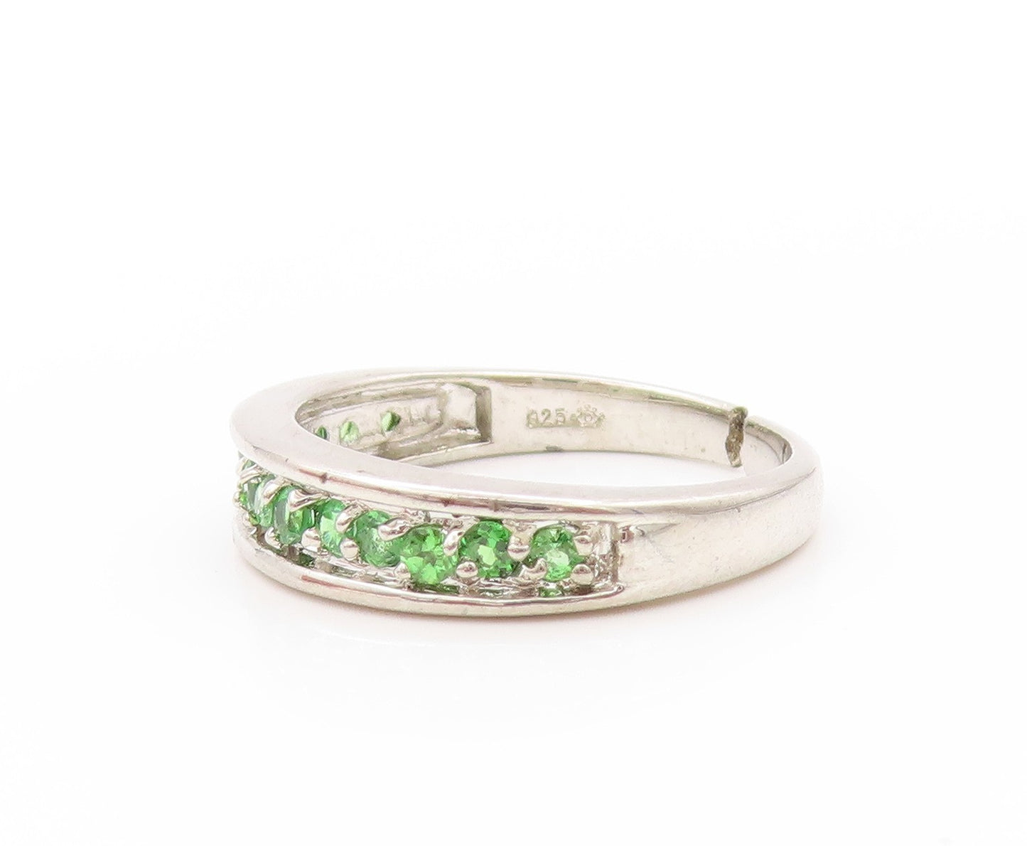 925 Sterling Silver Vintage Ring Minimalist Round Peridot Band  Sz 6  RG32931