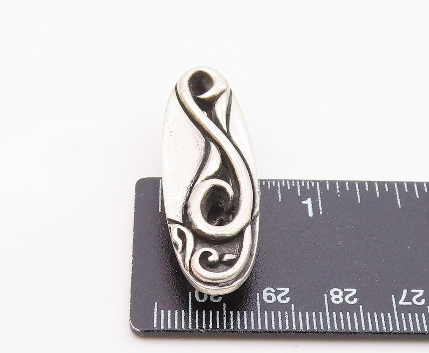 925 Sterling Silver  Vintage Antique Shiny Heavy Swirl Tie Clip  TR2863
