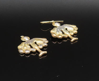 925 Sterling Silver  Vintage Two Tone Winged Figure Dangle Earrings  EG11977