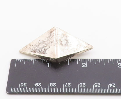 MEXICO 925 Silver  Vintage Double Triangle Pyramid Motif Brooch Pin  BP9678