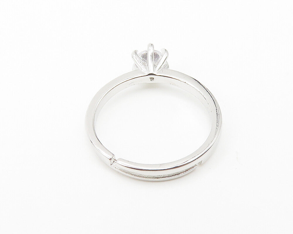 925 Sterling Silver  Round Cut Cubic Zirconia Solitaire Ring Sz 6  RG10283