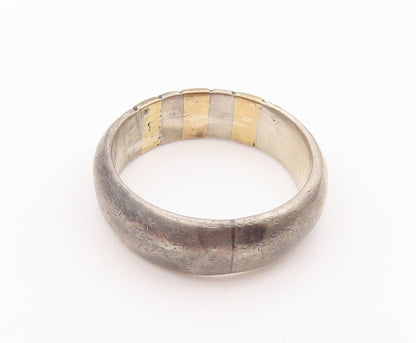 925 Sterling Silver Vintage Ring Dark Tone Grooved Lines  Sz 6.5  RG31790