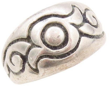 925 Sterling Silver Vintage Ring Dark Tone Swirly Design Etched  Sz 8.5  RG31154