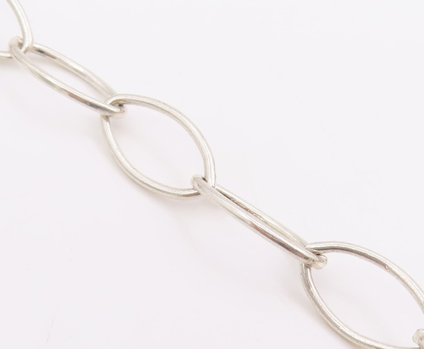 925 Sterling Silver Vintage Bracelet Hollow Oval Link Love Heart Charms  BT11667