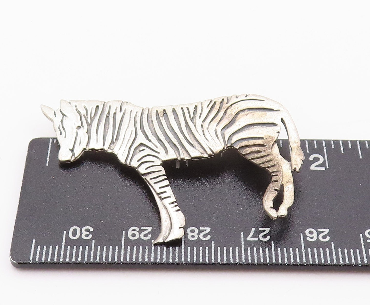 925 Sterling Silver Vintage Brooch GFMW Solid Etched Striped Zebra  BP11572