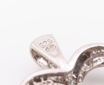 925 Sterling Silver Vintage Pendant Designer Diamonds Inlay Cutout Heart PT24306