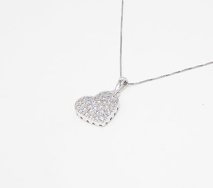 925 Sterling Silver  White Cubic Zirconia Love Heart Pendant & Chain  PT2464