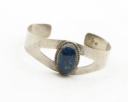MEXICO 925 Silver  Vintage Cabochon Cut Sodalite Smooth Cuff Bracelet  BT4922