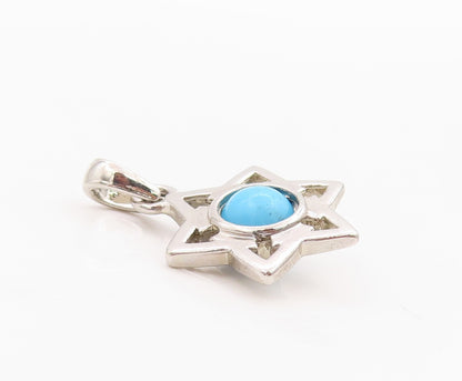 925 Sterling Silver Vintage Pendant Cabochon Larimar 6 Way Arrow Star  PT24604