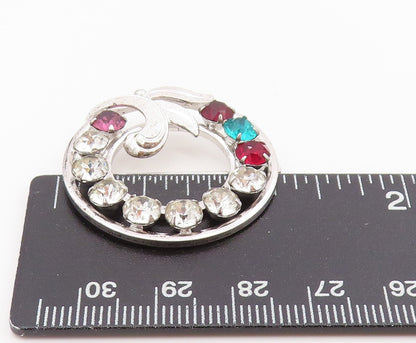 925 Sterling Silver Vintage Brooch Pin VAN DELL CZ Circular Wreath  BP12177