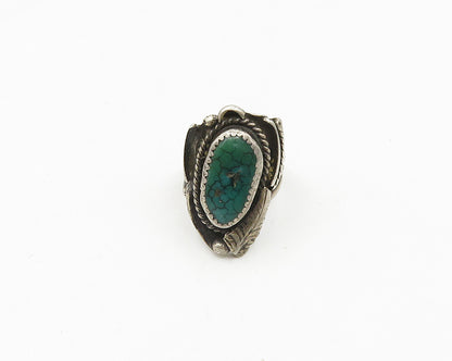 NAVAJO 925 Silver  Vintage Turquoise Feather Cocktail Ring Sz 6  RG18716