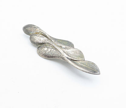925 Sterling Silver  Vintage Smooth Oxidized Sculpted Brooch Pin  BP2129