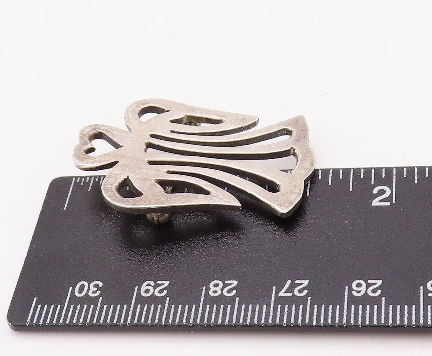 925 Sterling Silver Vintage Brooch Pin Cutout Love Angel With Wings  BP11244