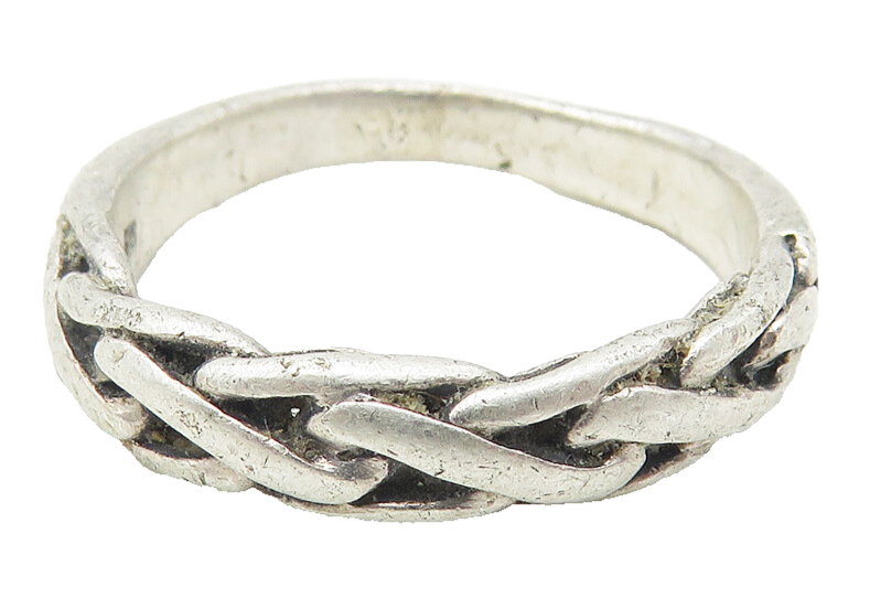 925 Sterling Silver  Vintage Braided Weaved Design Band Ring Sz 6  RG11133