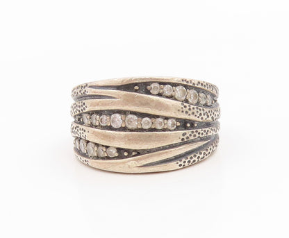 925 Sterling Silver Vintage Ring SILPADA Modernist CZ Wave Band  Sz 8  RG36043