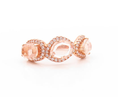 925 Sterling Silver Vintage Ring Rose Gold Plated Morganite CZ  Sz 7.5  RG32967