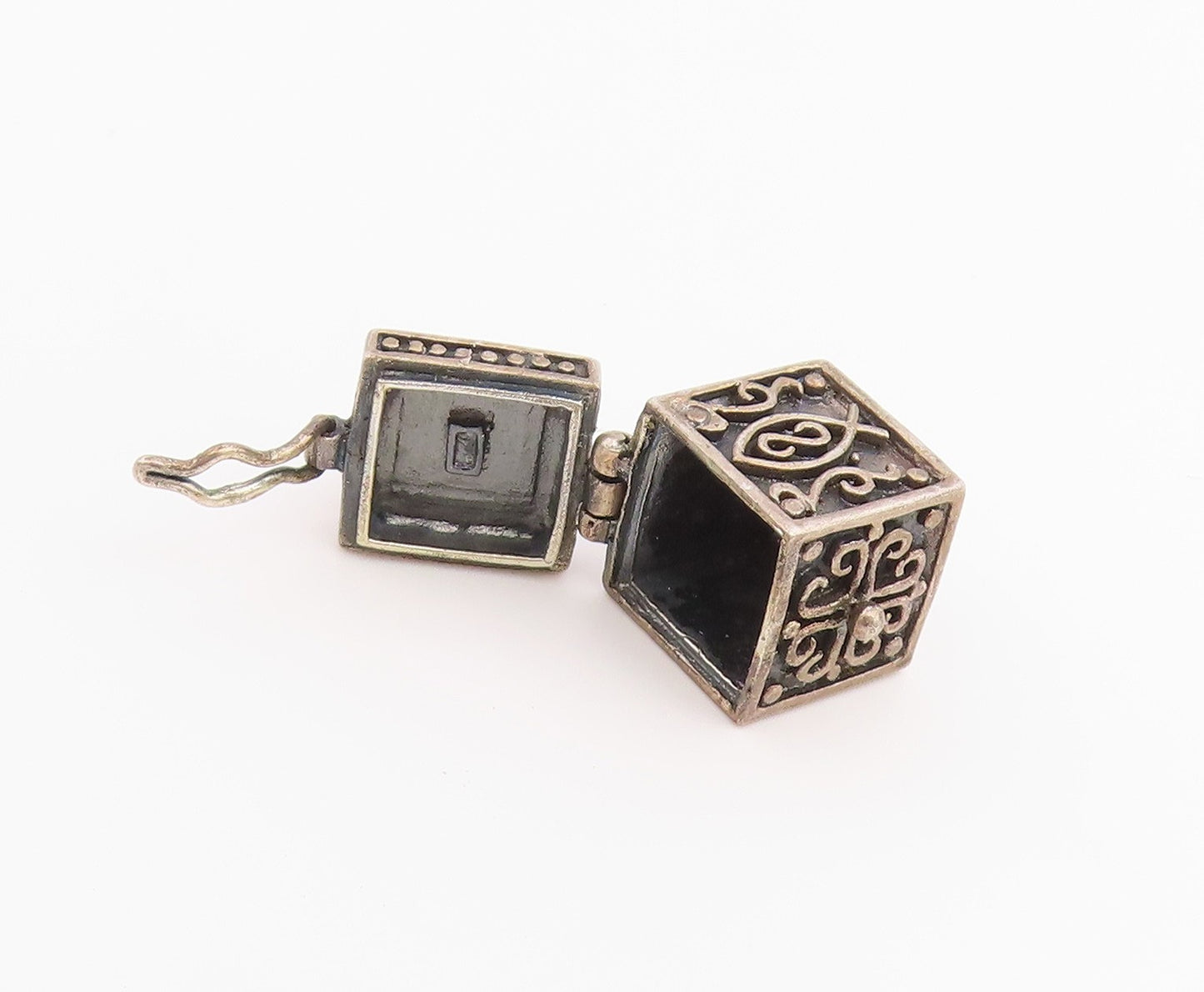 925 Sterling Silver Vintage Pendant Religious Prayer Box Locket OPENS  PT26511