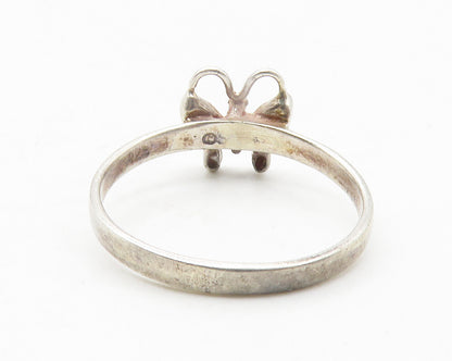 925 Sterling Silver  Vintage Shiny Butterfly Motif Band Ring Sz 8.5  RG11795