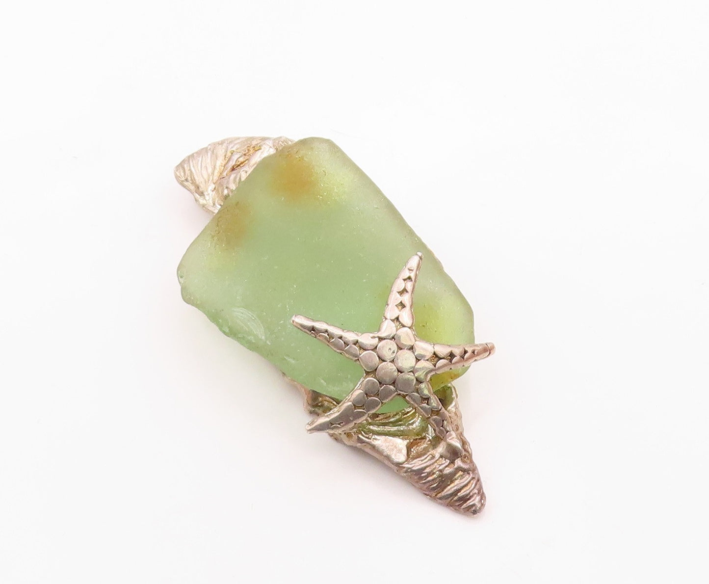 DESIGNER 925 Silver  Vintage Green Stone Starfish Heavy Large Pendant  PT16294