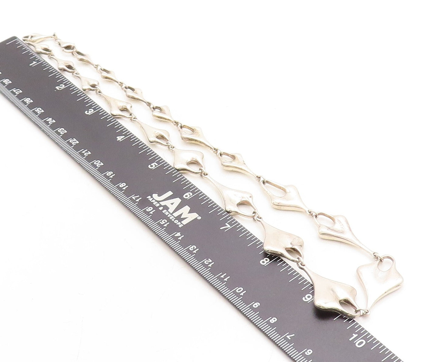 RLM STUDIO 925 Silver  Vintage Shiny Sculpted Link Chain Necklace  NE2222