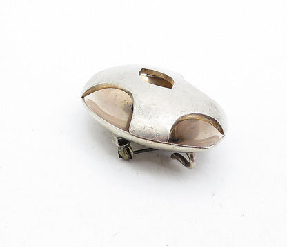 MEXICO 925 Sterling Silver  Vintage Smooth Open Design Oval Brooch Pin  BP1964