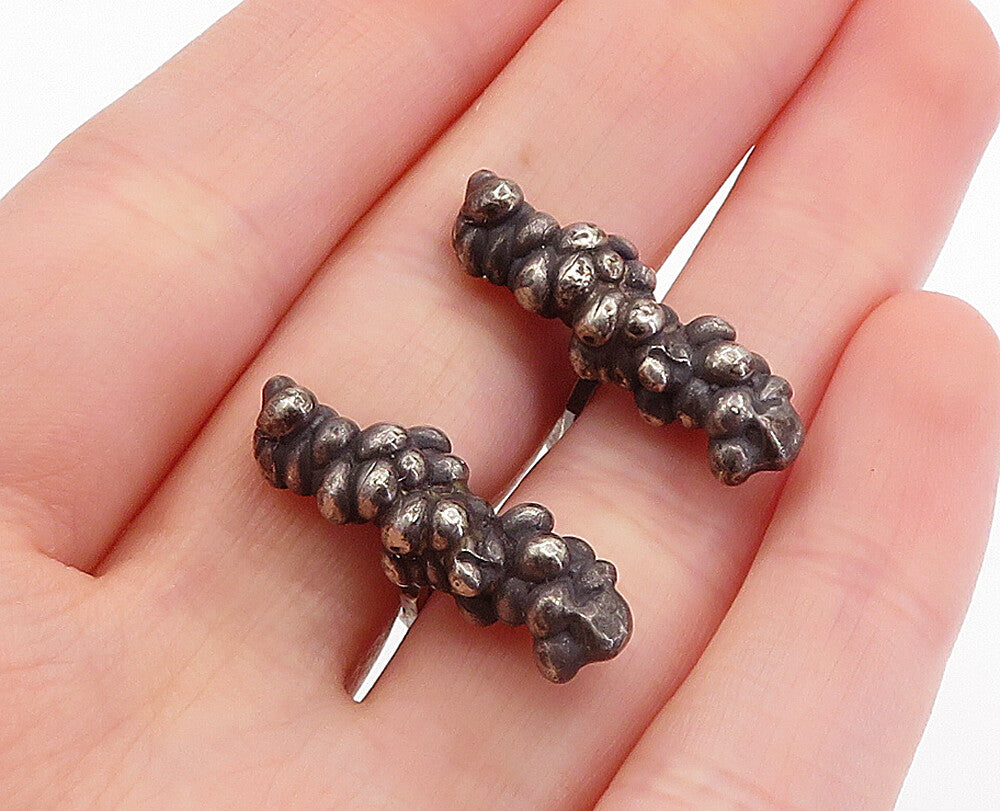 925 Sterling Silver  Vintage Antique Oxidized Sculpted Cuff Links  TR1085