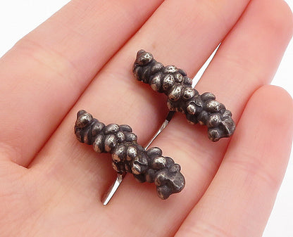 925 Sterling Silver  Vintage Antique Oxidized Sculpted Cuff Links  TR1085