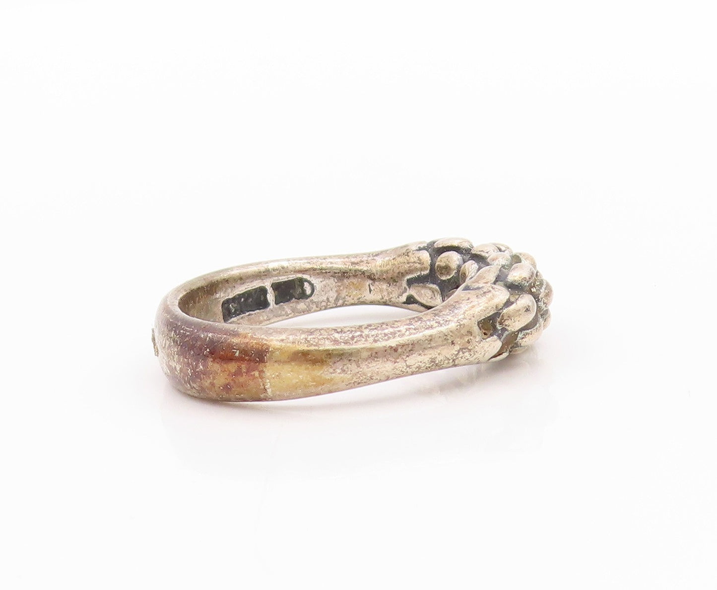 925 Sterling Silver Vintage Ring NORWAY Dark Tone Rope Carved Band  Sz 6 RG33346