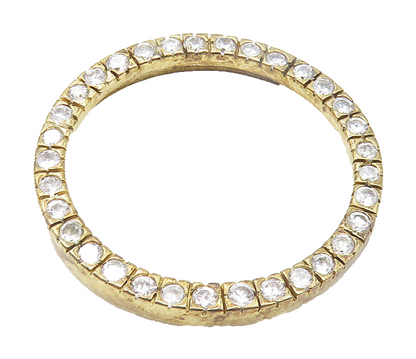 925 Sterling Silver  Vintage Cubic Zirconia Gold Plated Circle Pendant  PT8705
