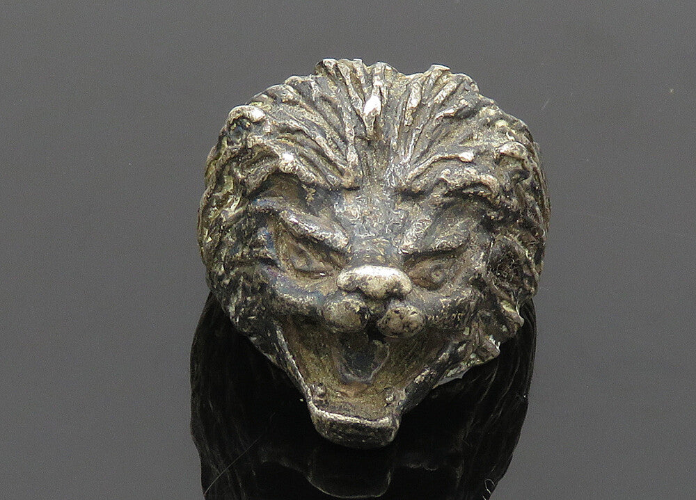 925 Sterling Silver  Vintage Oxidized Lion's Head Band Ring Sz 6.5  RG20219