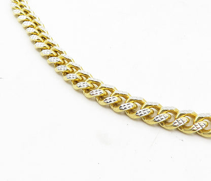 925 Sterling Silver  Diamond Cut Two Tone Curb Link Chain Necklace  NE1662