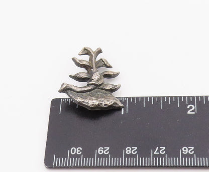 925 Sterling Silver Vintage Brooch Pin Botanical Floral Leaf Sculpture  BP12245