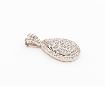 925 Sterling Silver Vintage Sparkly Cubic Zirconia Pear Shaped Pendant PT20943