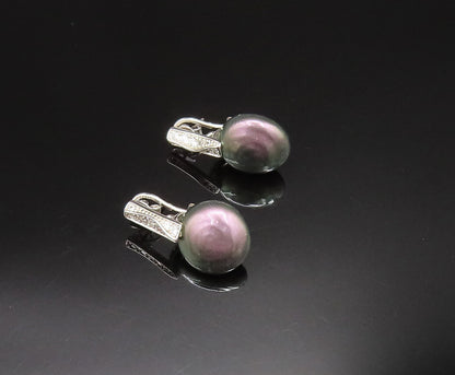 925 Sterling Silver  Vintage Cubic Zirconia Bar & Bead Earrings  EG11923