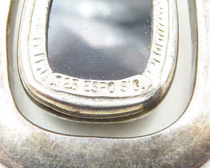 ESPO 925 Sterling Silver  Vintage Faceted Black Hematite Drop Pendant  PT8114