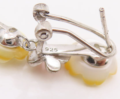 925 Sterling Silver Vintage Earrings Multi Gemstone Floral Butterfly  EG13852