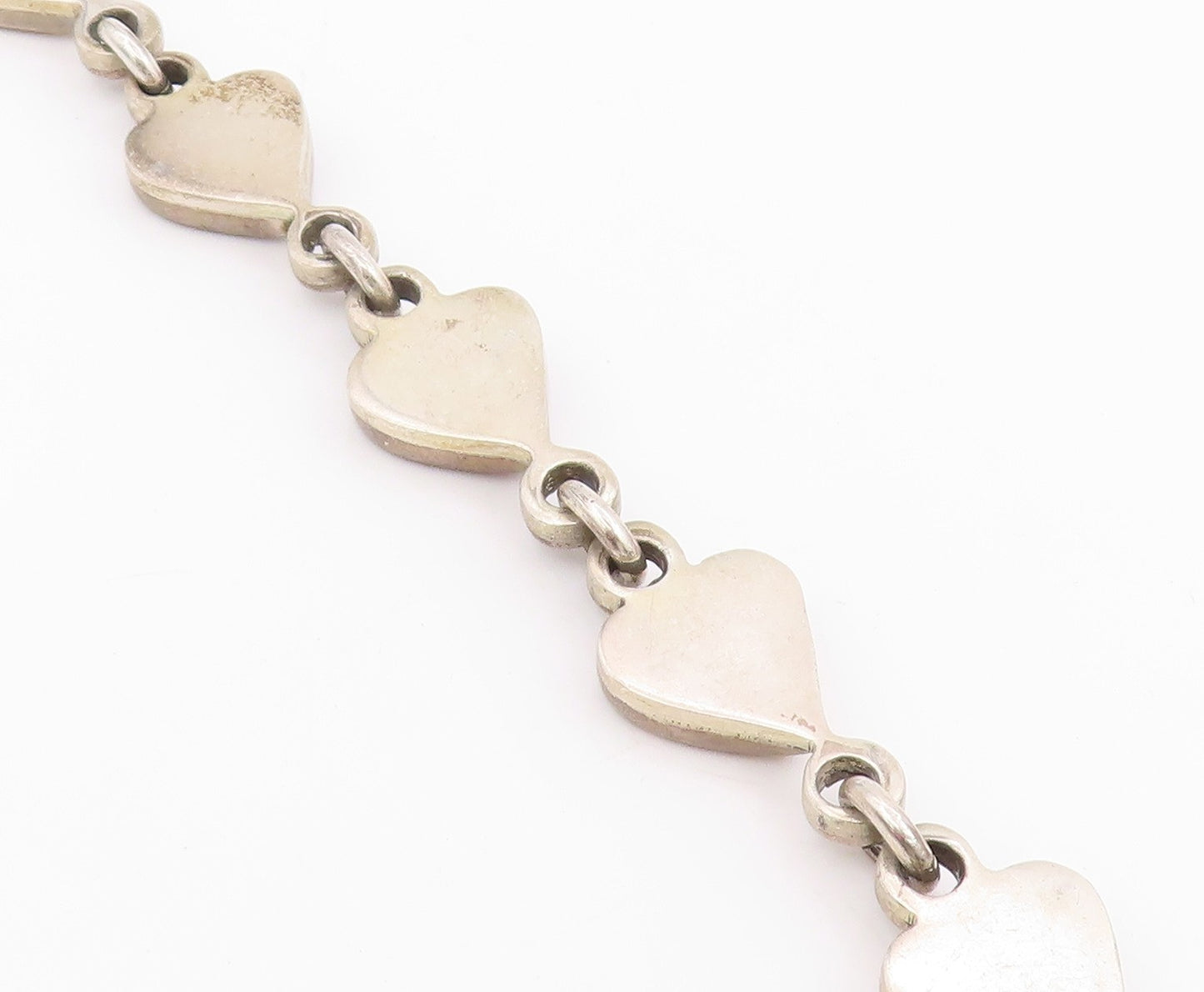 925 Sterling Silver Vintage Bracelet MEXICO Interlocking Love Hearts BT11615
