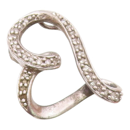 925 Sterling Silver  Vintage Genuine Diamonds Open Love Heart Pendant  PT17763
