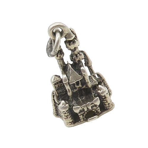 DISNEY 925 Sterling Silver  Vintage Petite Disneyland Castle Pendant  PT14319