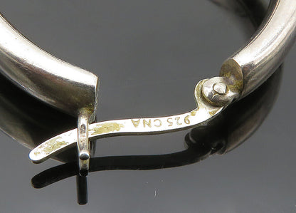 925 Sterling Silver  Vintage Shiny Polished Smooth Oval Hoop Earrings  EG9903