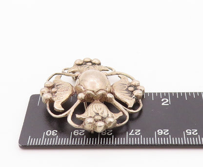925 Sterling Silver Vintage Brooch Antique Cutout Floral Design  BP11588