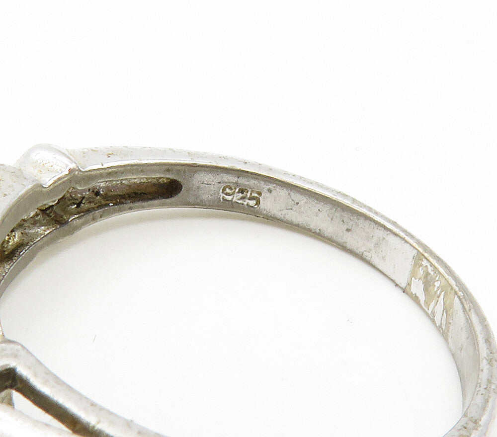 925 Sterling Silver  Vintage Cubic Zirconia Solitaire Accent Ring Sz 9 RG16483