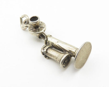 925 Sterling Silver  Vintage Petite Old Fashioned Telephone Pendant  PT8478