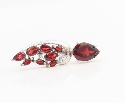 925 Sterling Silver Vintage Ring Garnet & CZ Cluster Wing Band  Sz 8  RG34282